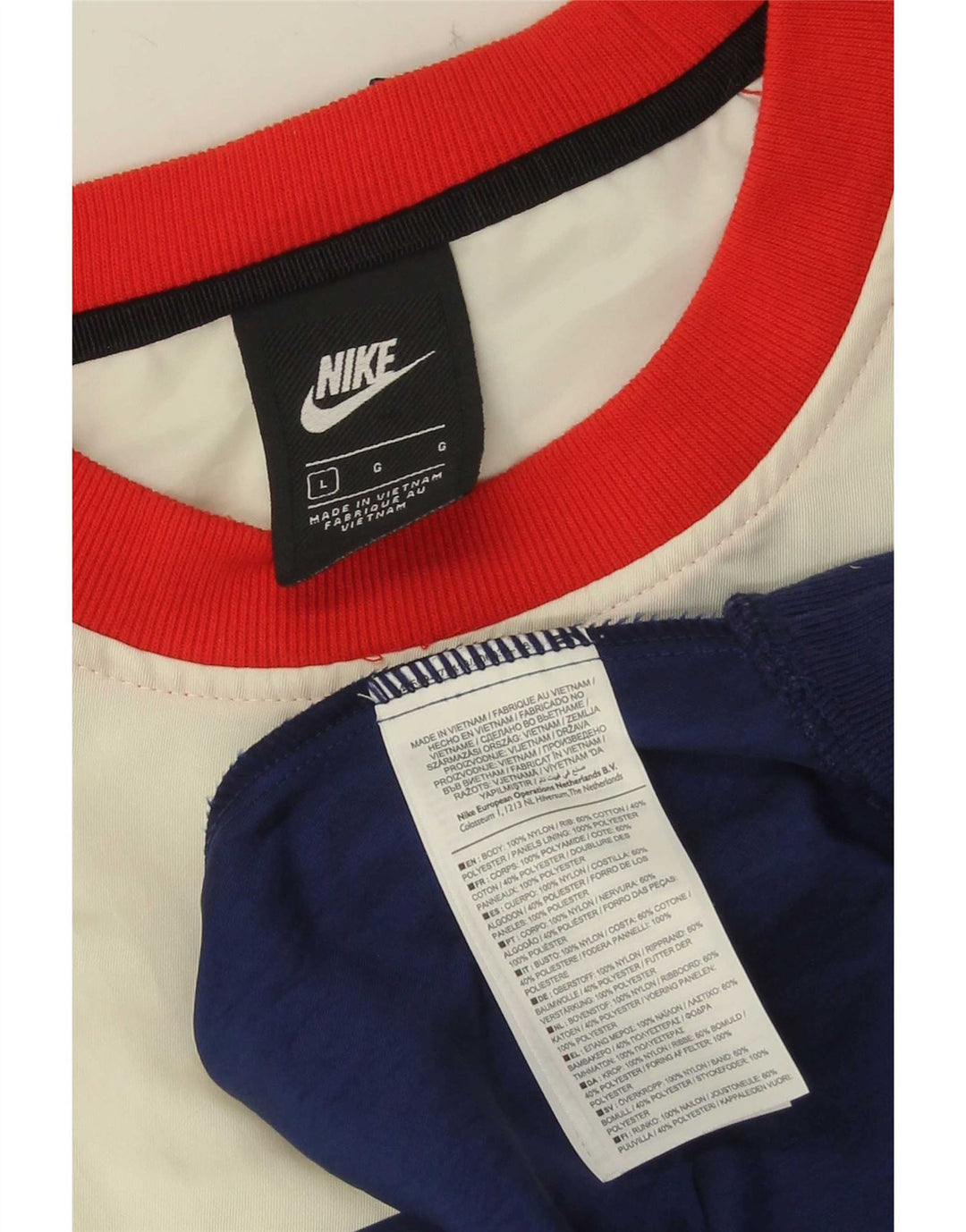Męski sweter z grafiką Nike, duży, wielokolorowy nylon z blokami kolorów