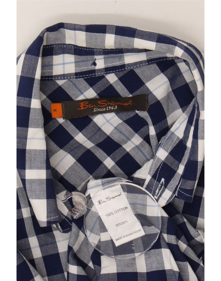 BEN SHERMAN Mens Shirt Medium Navy Blue Check Cotton Vintage Ben Sherman and Second-Hand Ben Sherman from Messina Hembry 