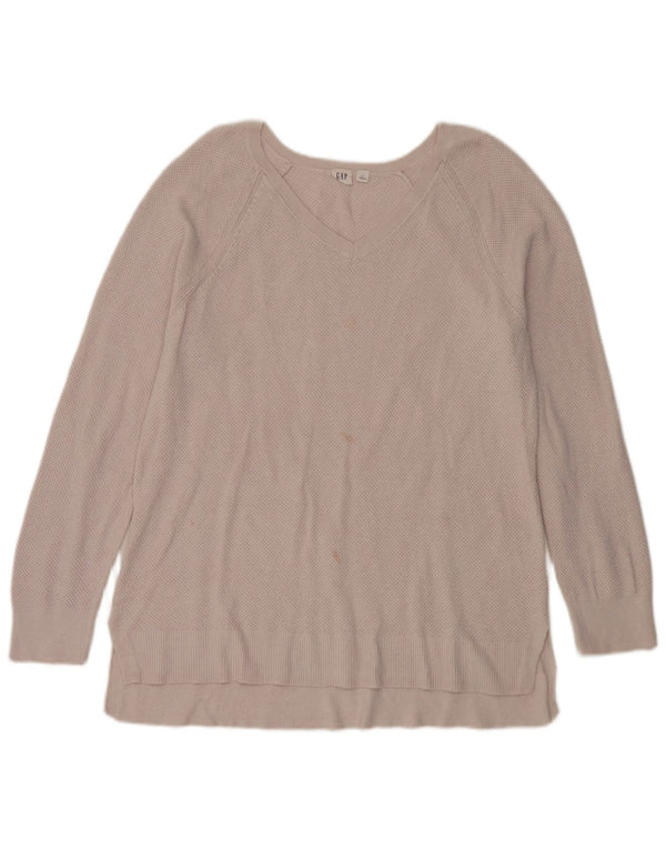 Sweter damski Gap z dekoltem w kształcie litery V, UK 18 XL, beżowy, bawełniany