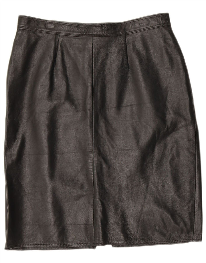 Damska spódnica skórzana VINTAGE W30 Średnia czarna skóra