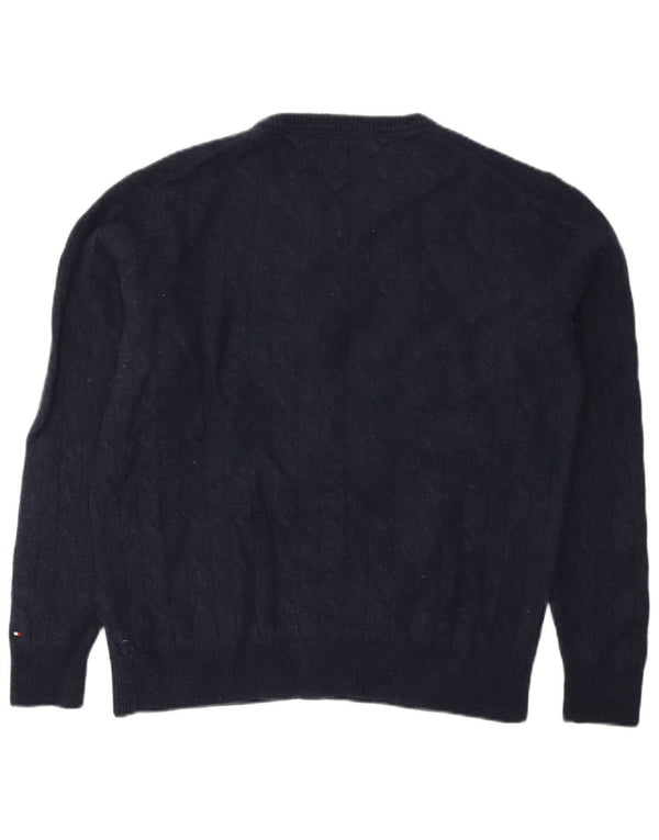 Damski sweter z wycięciem pod szyją Tommy Hilfiger UK 18 XL Granatowa wełna