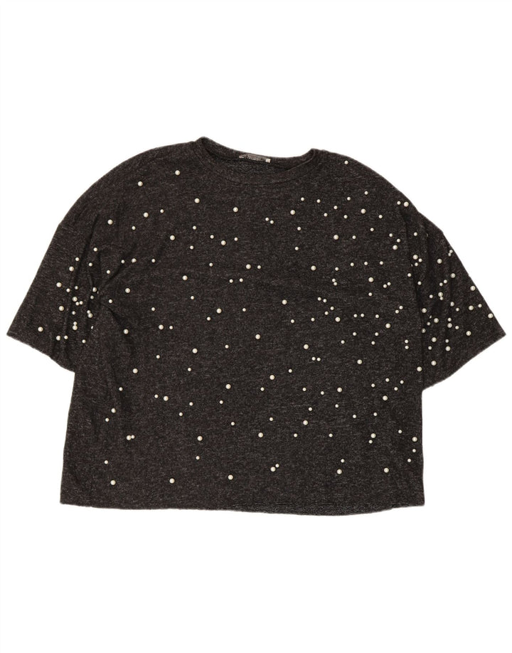 Damska koszulka oversize Zara Top UK 10 Small, szary poliester