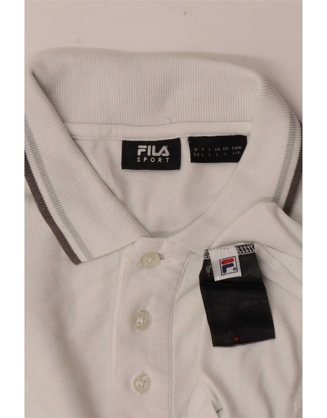 Męska koszulka polo Fila z długim rękawem, duża, biała, bawełniana
