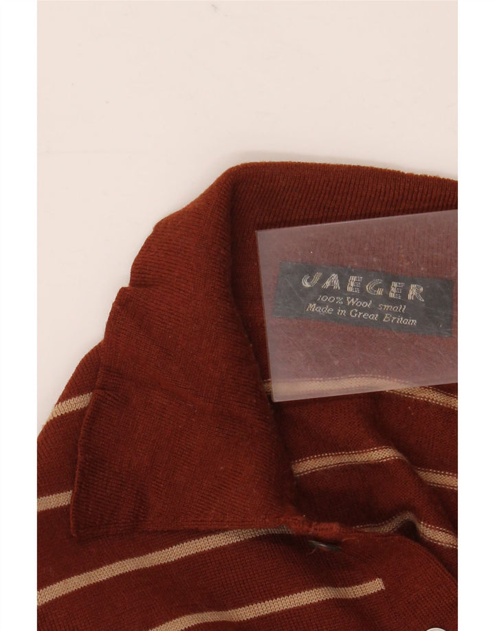 Męski sweter z golfem Jaeger, mały, brązowy, wełniany w paski