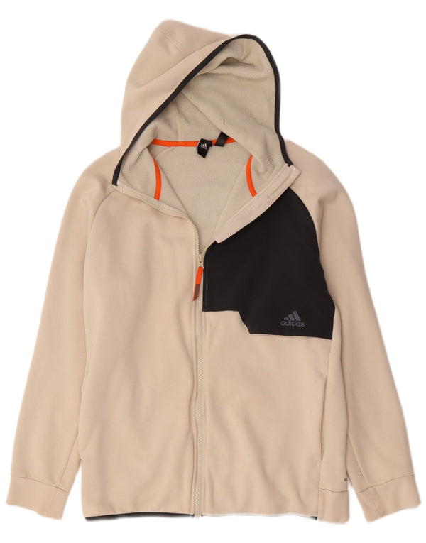 Adidas Męski sweter z kapturem Aeroready, duży, beżowy, z blokami kolorów, bawełniany
