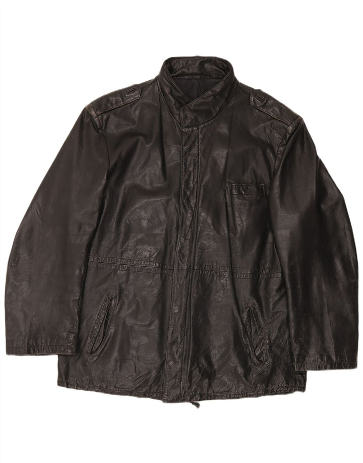 Vintage męska skórzana kurtka UK 42 XL czarna skóra
