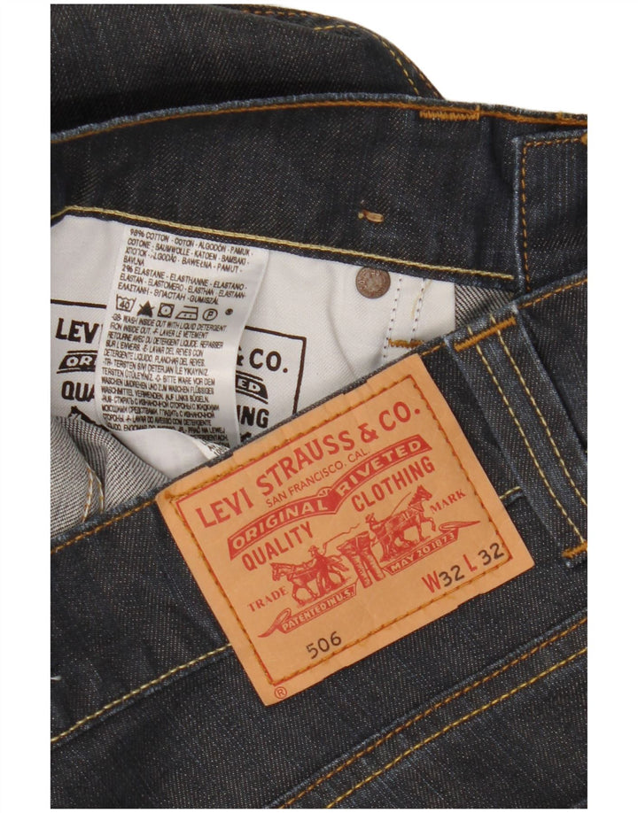 Męskie jeansy LEVI'S 506 o standardowym kroju W32 L32 Granatowa bawełna
