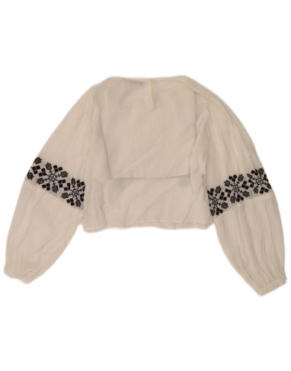 Damska krótka bluzka Zara Top UK 10 Small White Floral Wiskoza