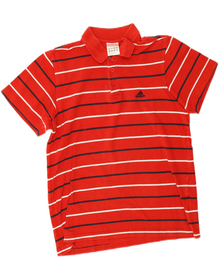 Męska koszulka polo Adidas, bawełniana, w średnie czerwone paski