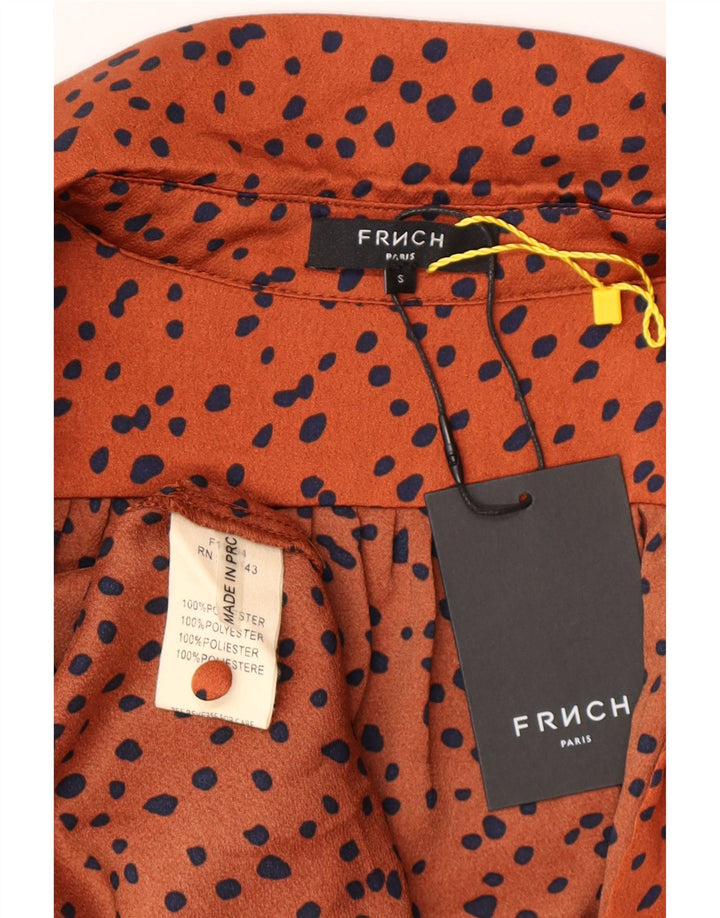 Damska sukienka maxi z długim rękawem FRNCH UK 10, mały, pomarańczowy, w kropki, poliester