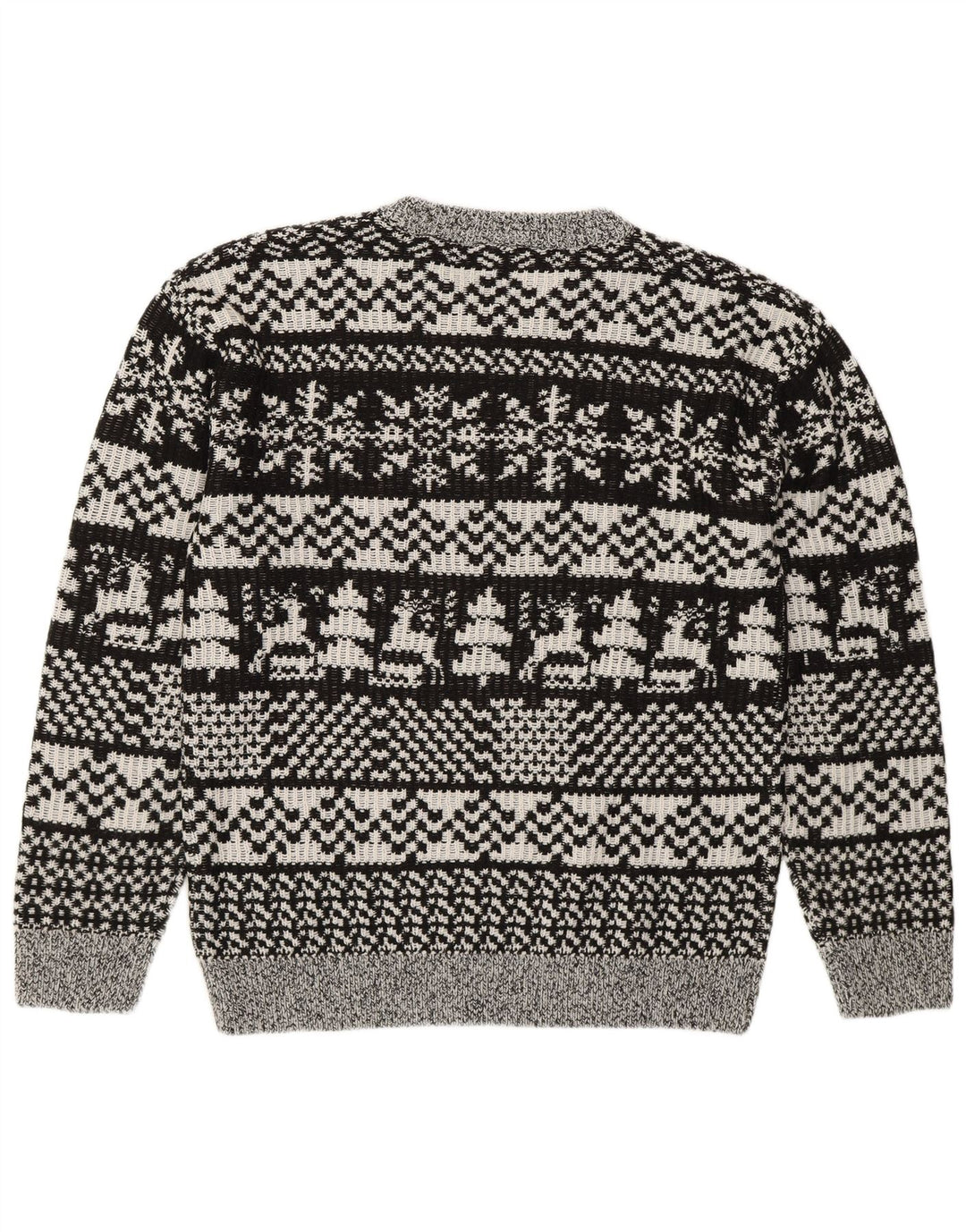 Vintage męski sweter z okrągłym dekoltem, średnio szary Fair Isle