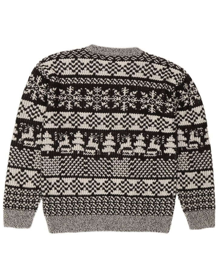 Vintage męski sweter z okrągłym dekoltem, średnio szary Fair Isle