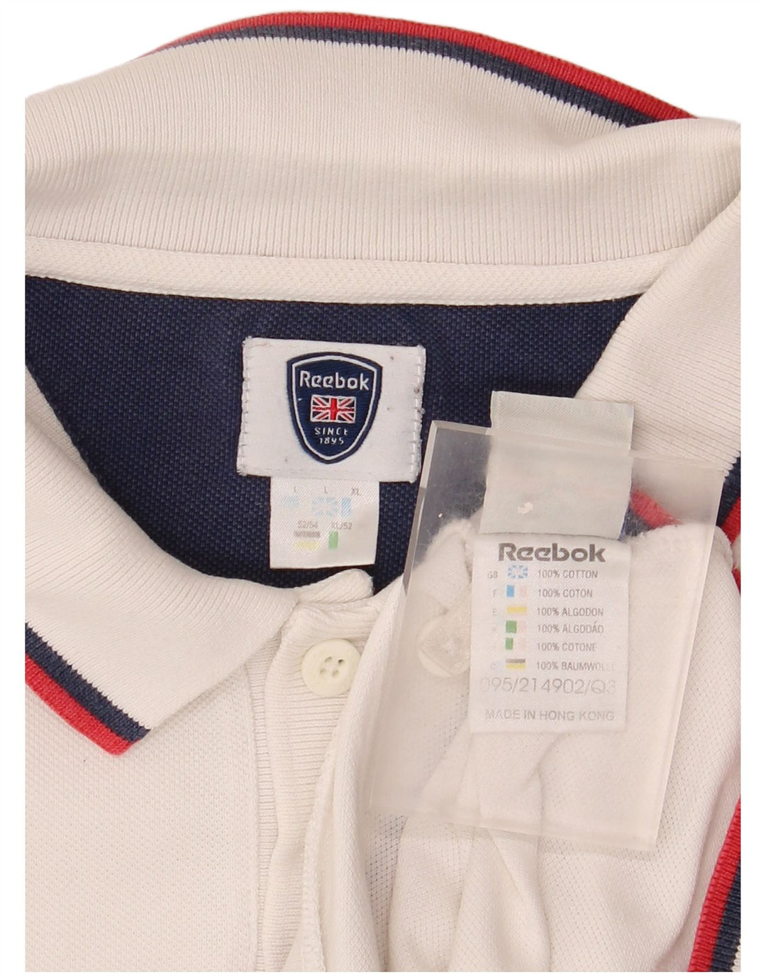 Męska koszulka polo Reebok, duża, biała, bawełniana