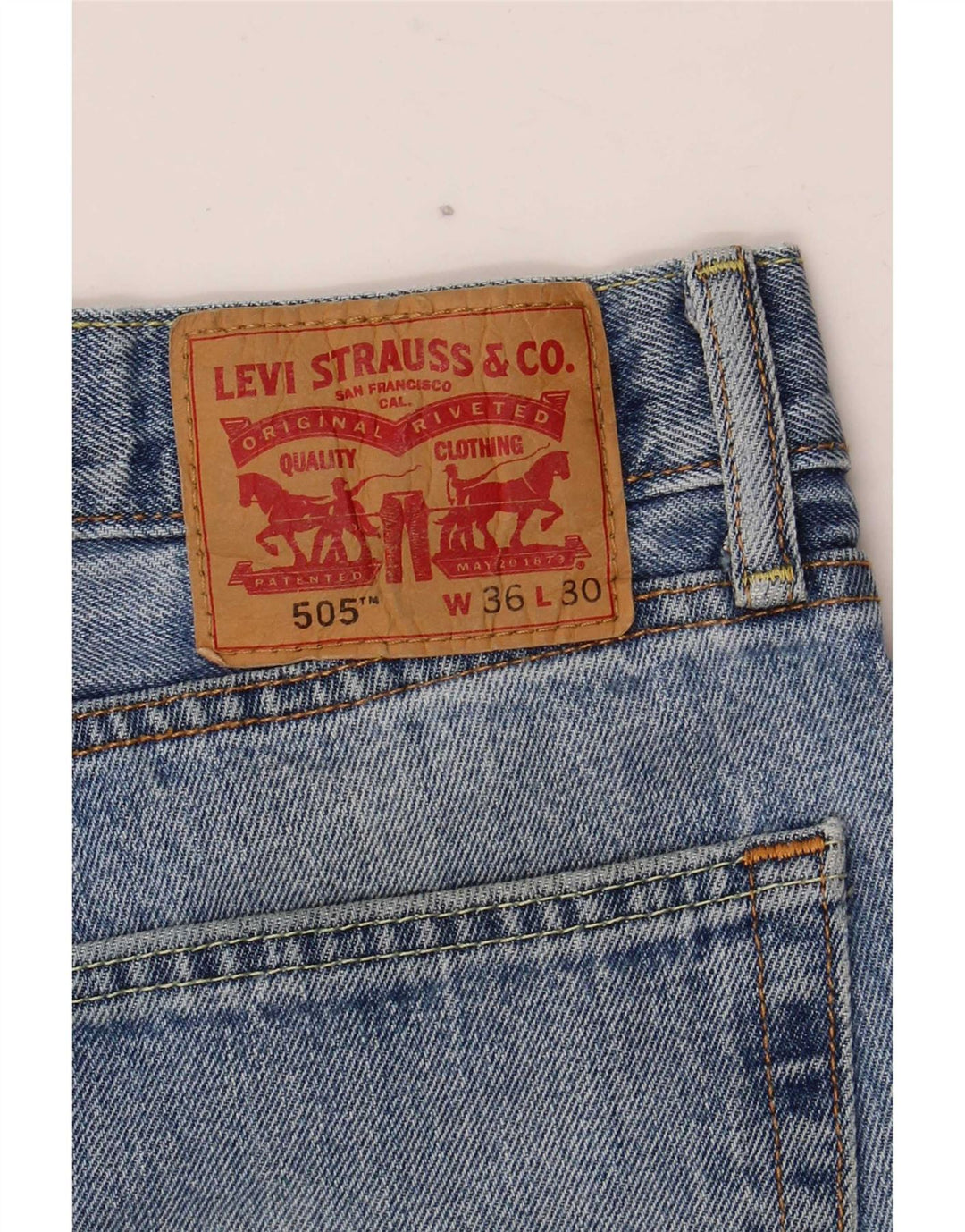Męskie jeansy Levi's 505 w trudnej sytuacji W36 L30 Niebieskie