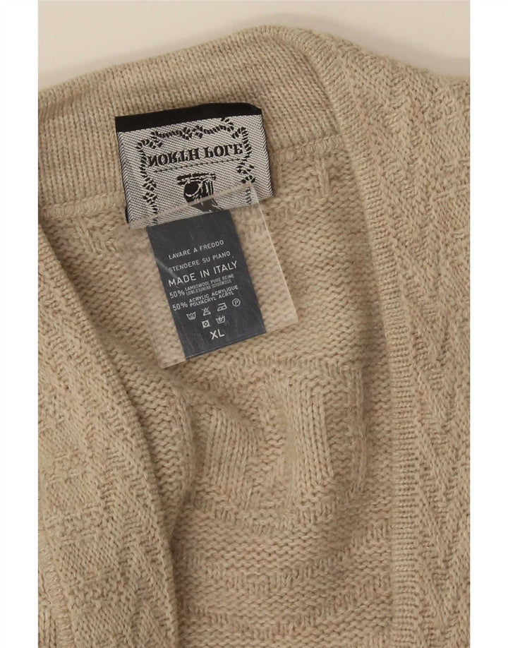 Męski sweter rozpinany North Pole XL w kolorze beżowej owczej wełny
