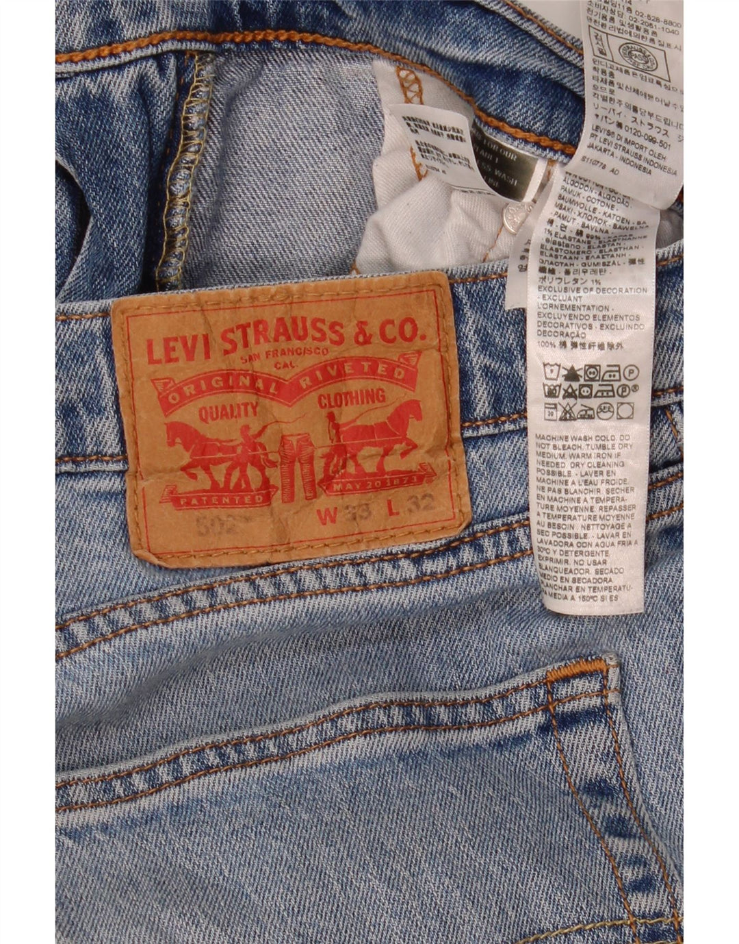 Męskie jeansy Levi's 502 Straight W33 L32 Niebieskie bawełniane