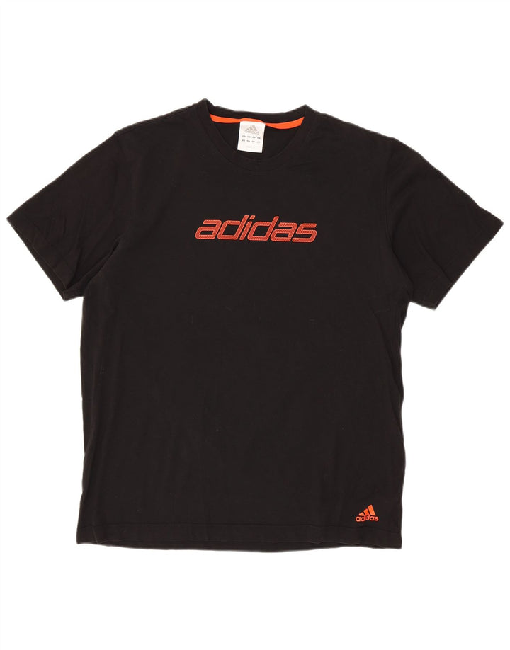 Męski T-shirt z grafiką ADIDAS, duży, czarny, bawełniany
