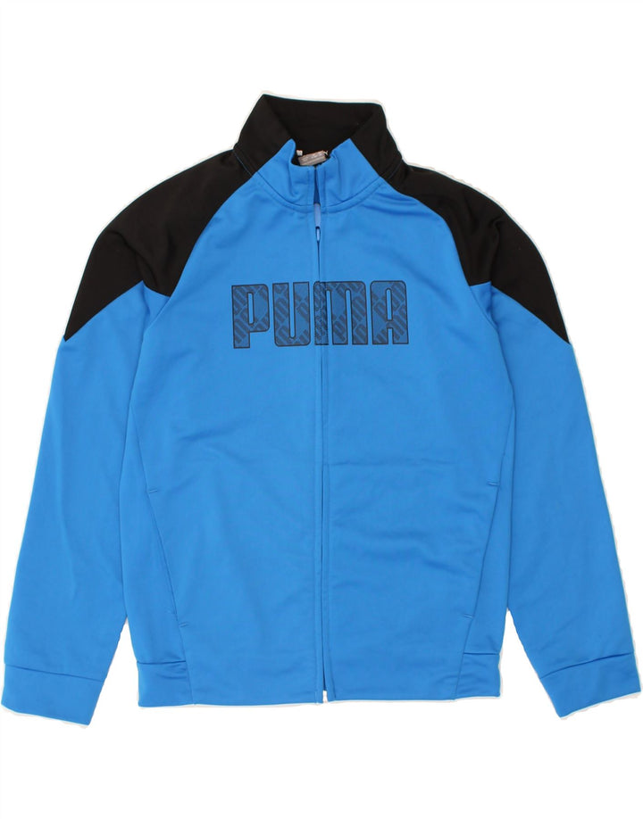 PUMA Boys Graphic Tracksuit Top Jacket 11-12 Years Blue Colourblock | Vintage Puma | Thrift | Second-Hand Puma | Used Clothing | Messina Hembry 