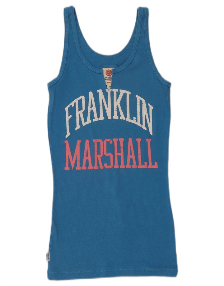 Damska kamizelka z grafiką Franklin & Marshall UK 12, średnia niebieska bawełna