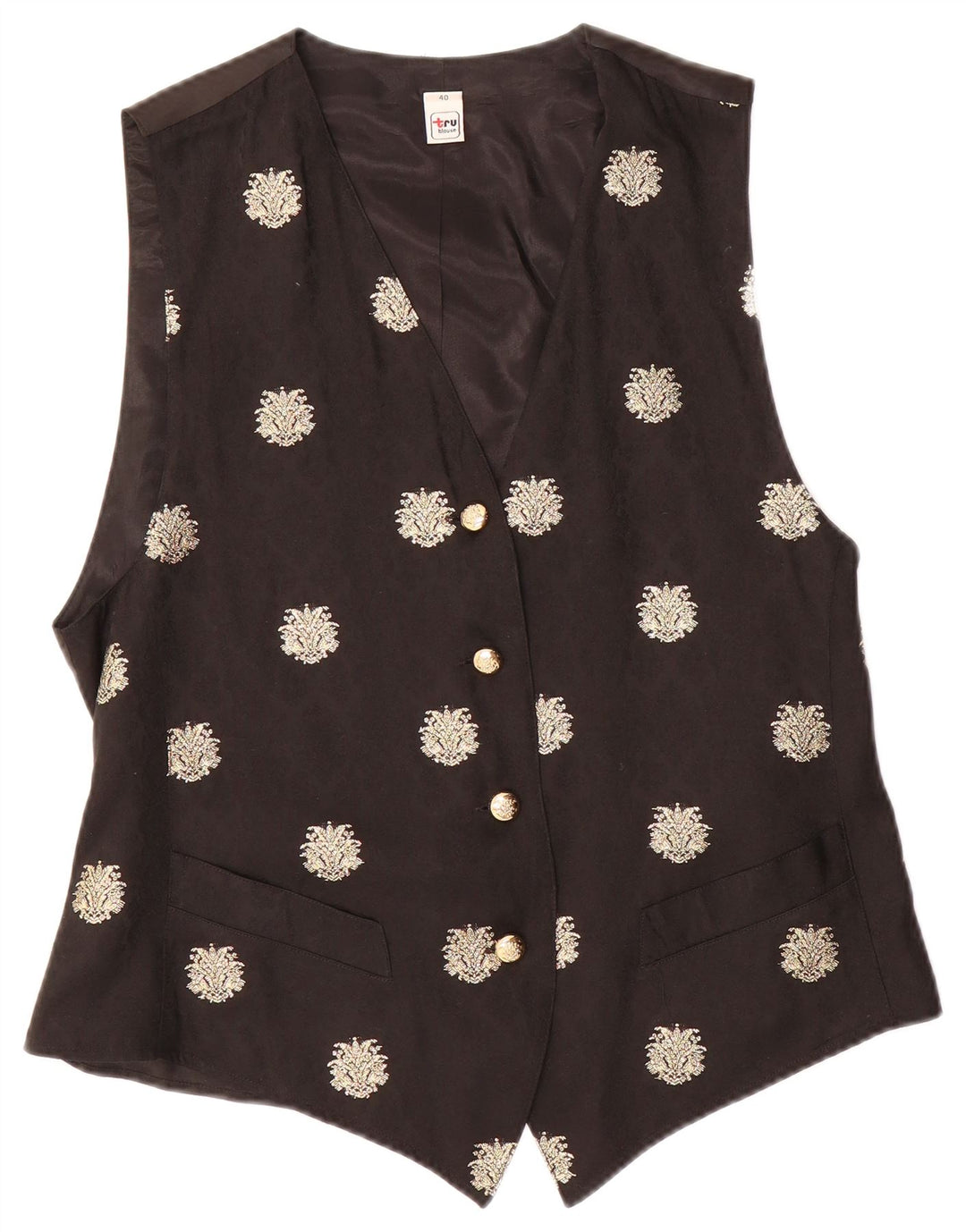 Kamizelka damska TRU EU 40, średni czarny kwiatowy octan