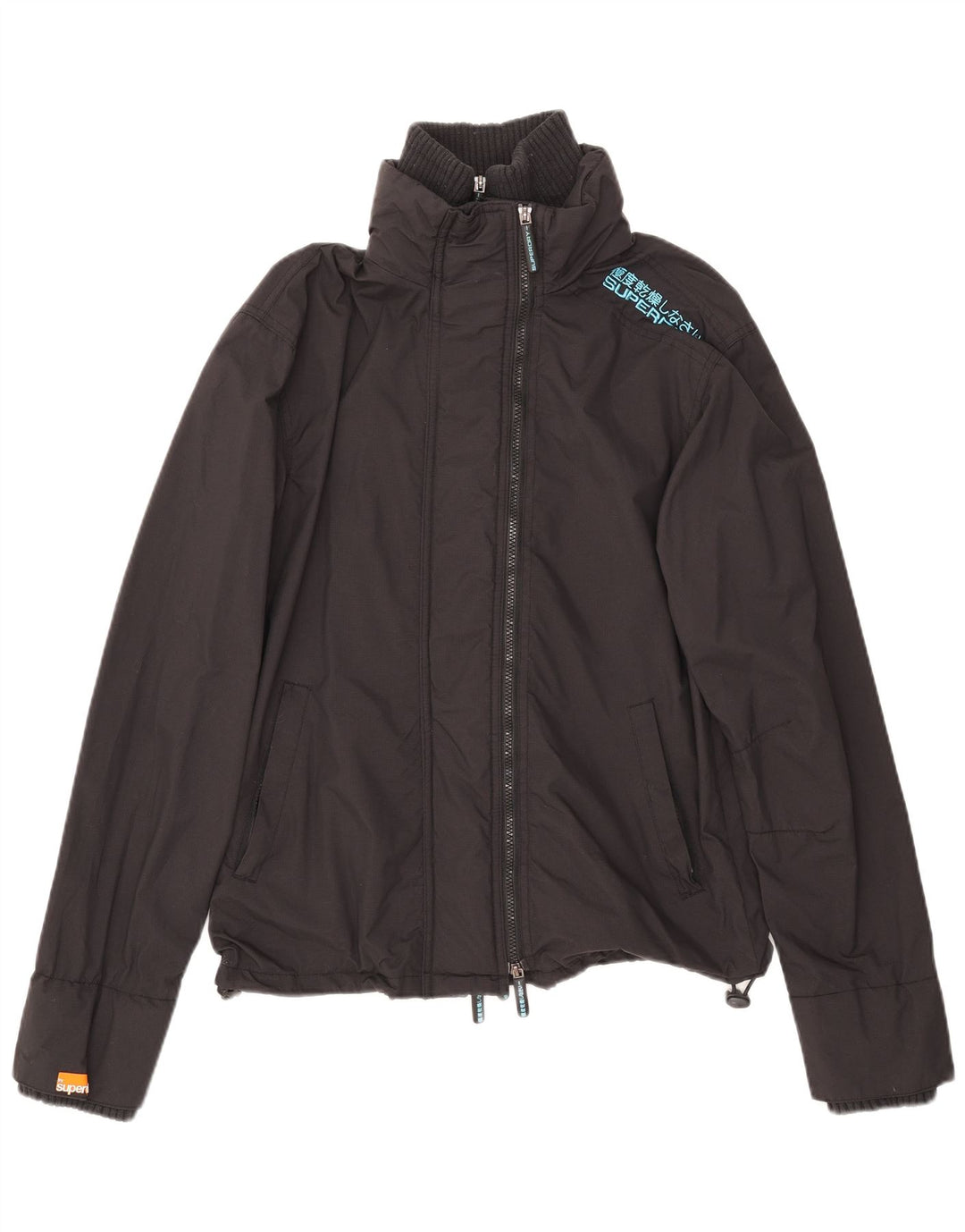 Męska kurtka przeciwdeszczowa Superdry UK 40, duża, czarna, nylonowa