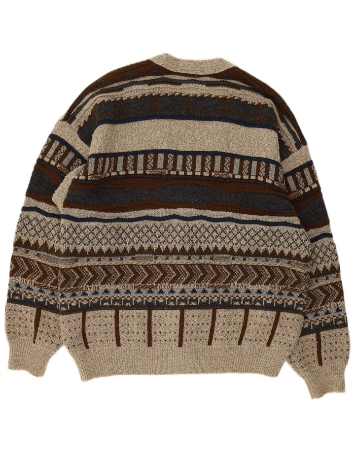 Sweter męski Canada Cardigan, duży, szary, geometryczny akryl