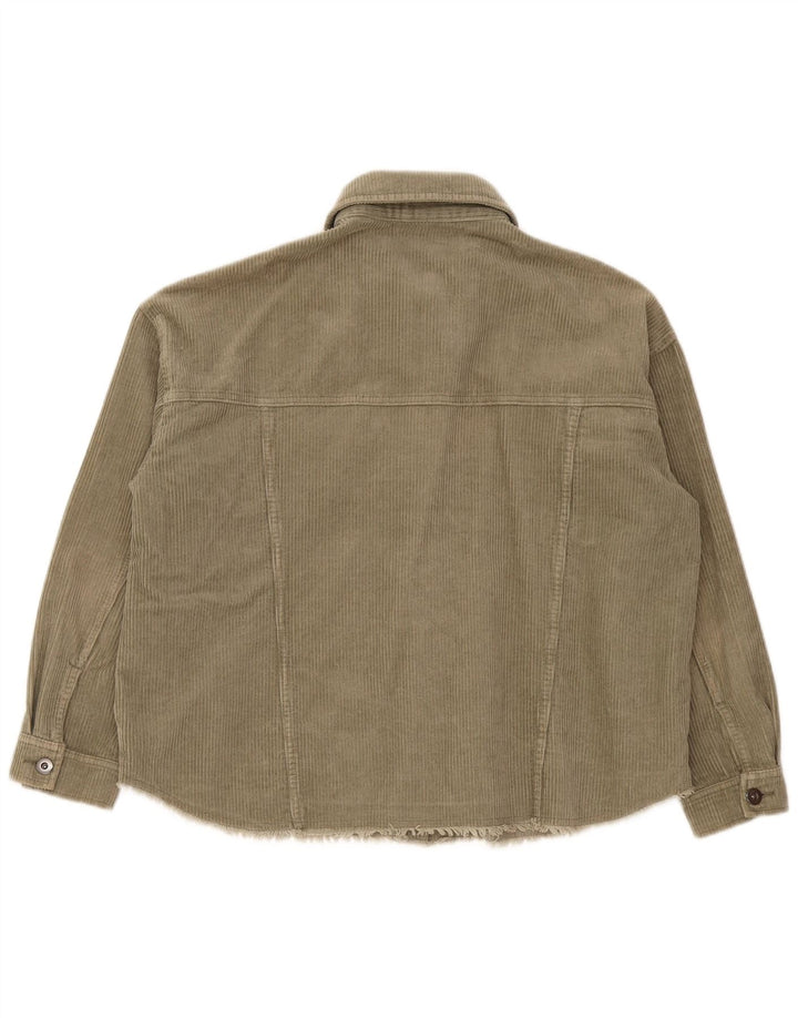 Damska, oversize'owa koszula sztruksowa Zara UK 14, średnia bawełna khaki