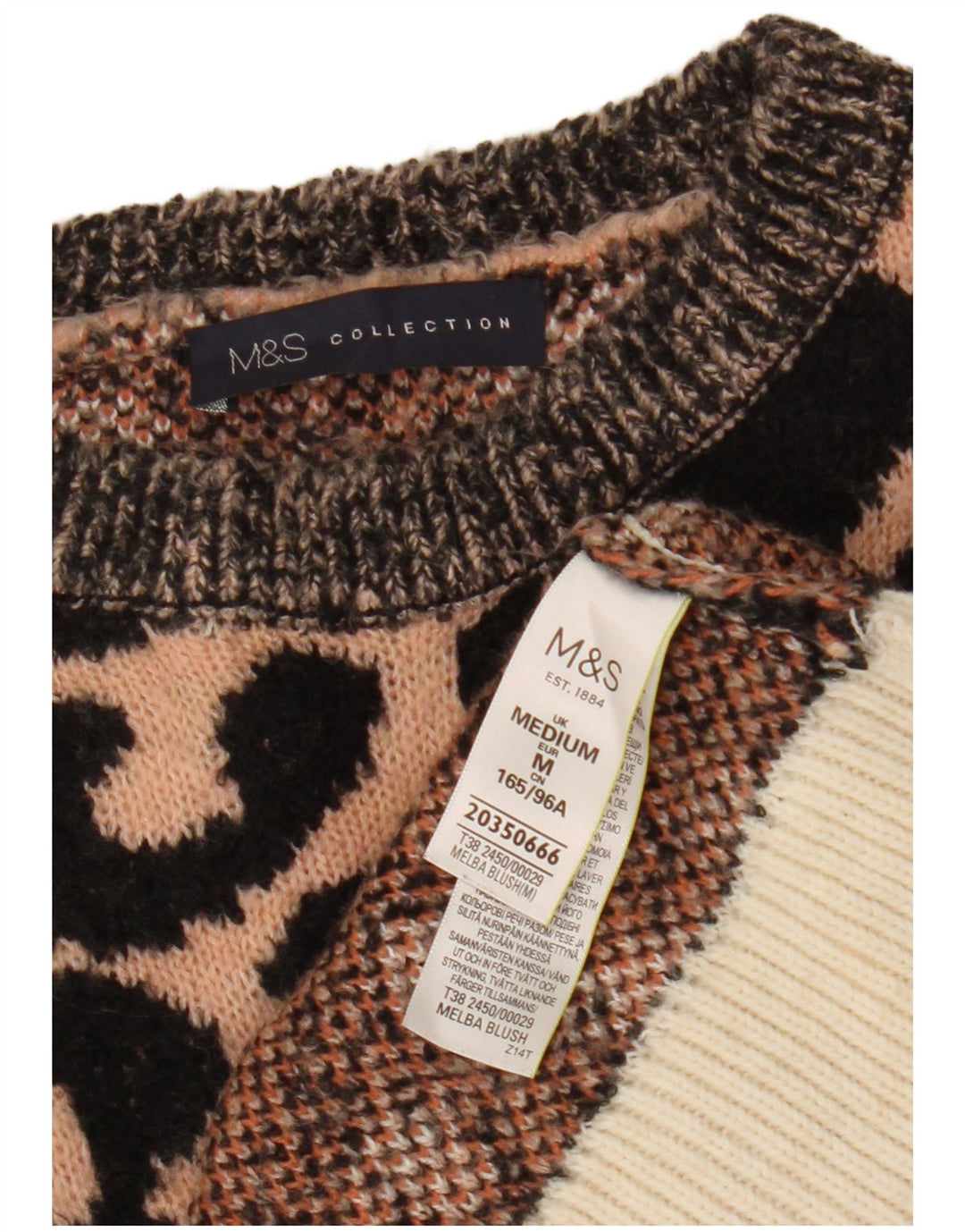 Marks & Spencer Damski sweter z dekoltem w łódkę, UK 14, średni wielokolorowy