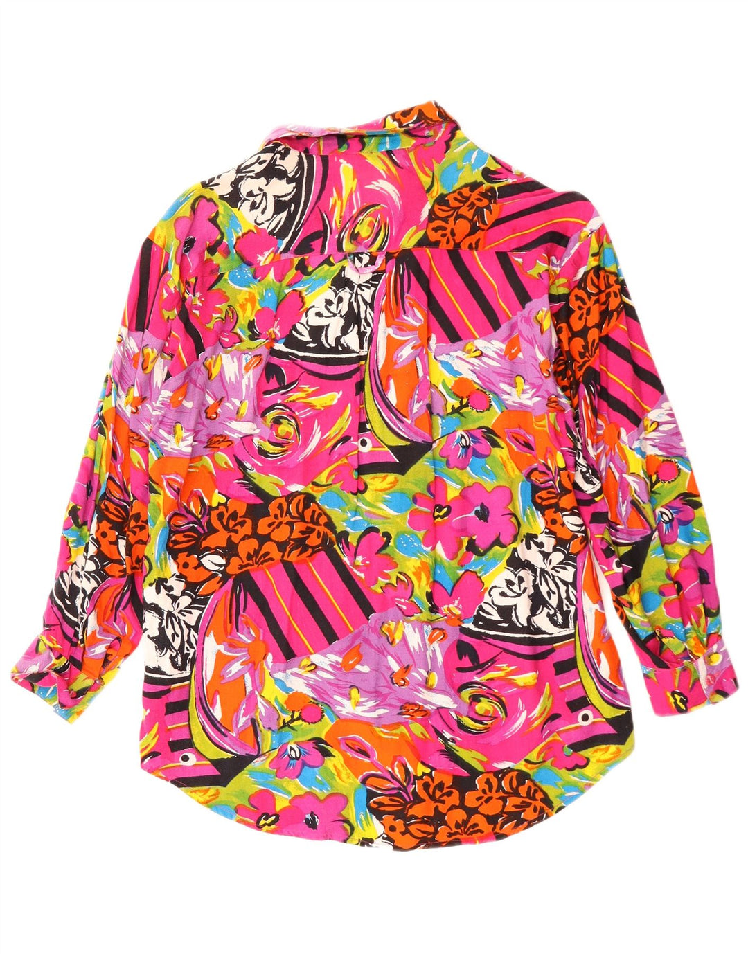 Damska bluzka koszulowa VINTAGE UK 16, duża, wielobarwna, w kwiaty, sztuczny jedwab