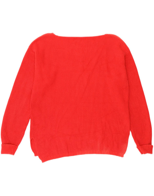Marks & Spencer Damski sweter o luźnym kroju z dekoltem w łódkę, UK 14, średni czerwony