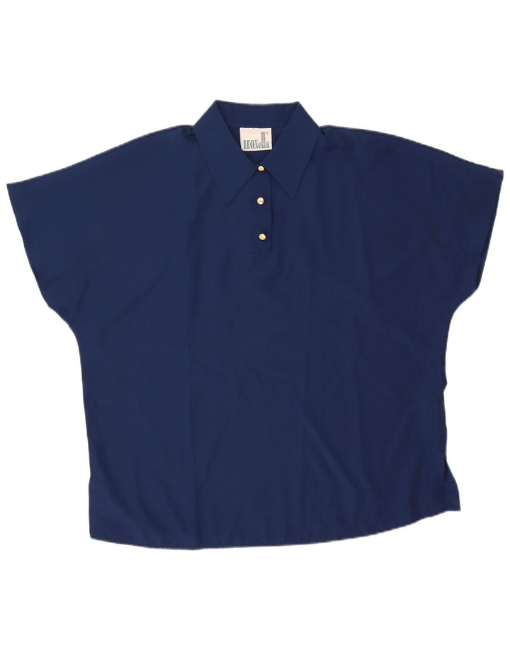 Damska koszulka polo oversize w stylu vintage, UK 18 XL, granatowa, poliester