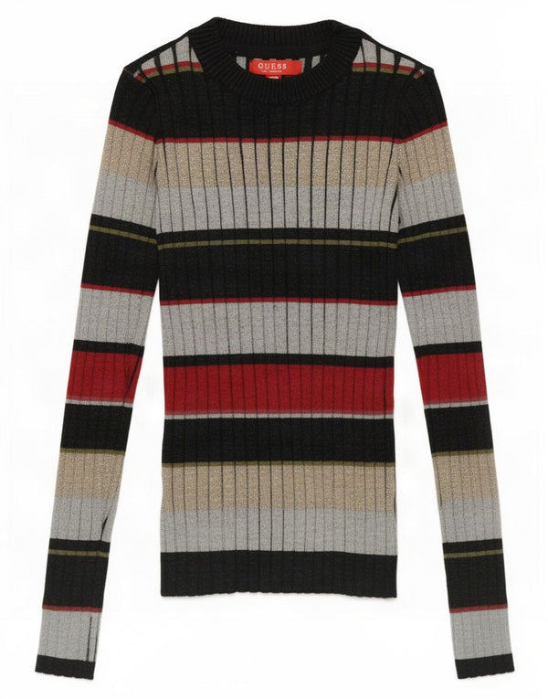 Damski sweter Guess z dekoltem w łódkę UK 4 XS w czarne paski