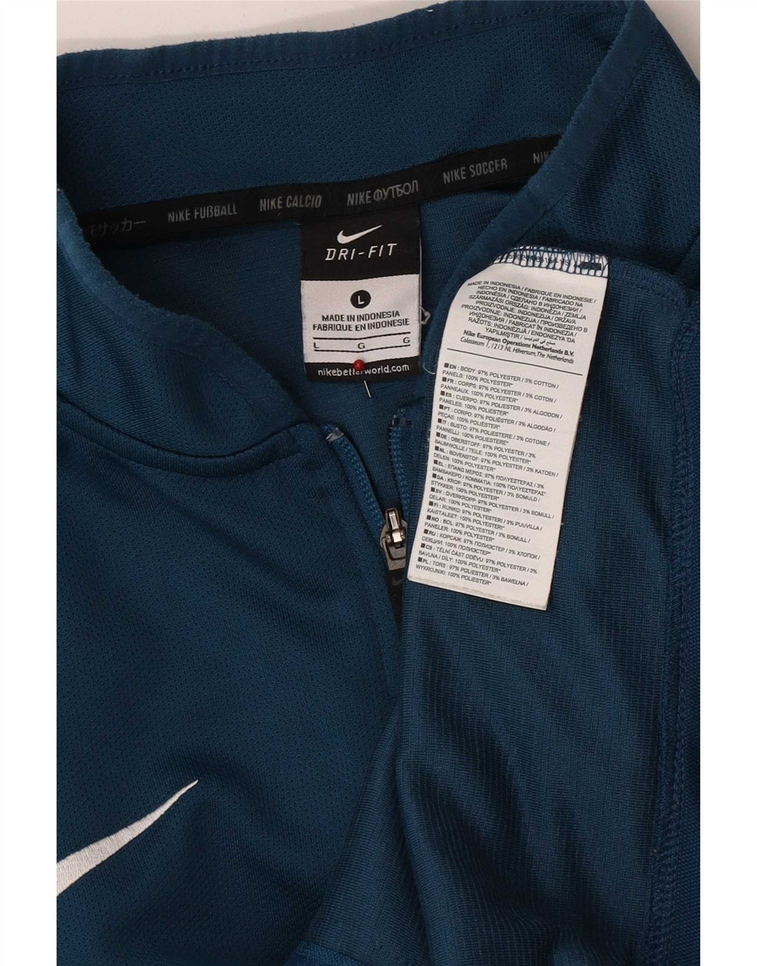 Męska kurtka dresowa Nike Dri Fit, duży niebieski poliester z blokami kolorów