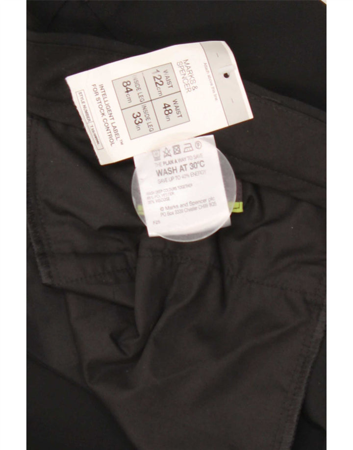 Marks & Spencer Męskie proste spodnie garniturowe W48 L33 Czarny poliester