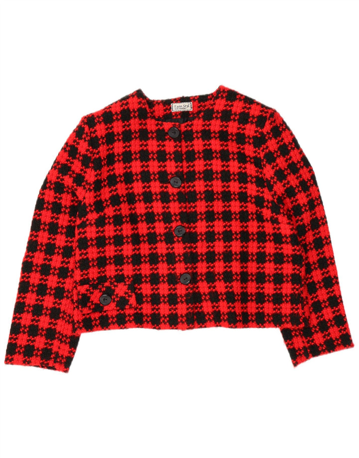 Damska marynarka VINTAGE zapinana na 4 guziki, UK 18 XL, czerwona kratka
