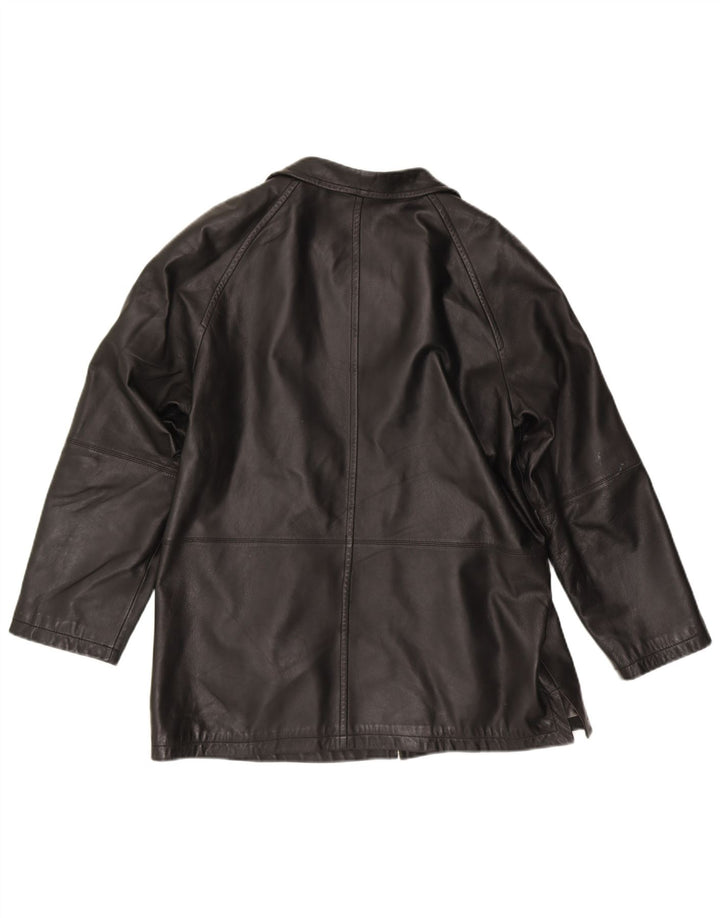 GALLERY Womens Leather Jacket UK 16 Large Black Leather