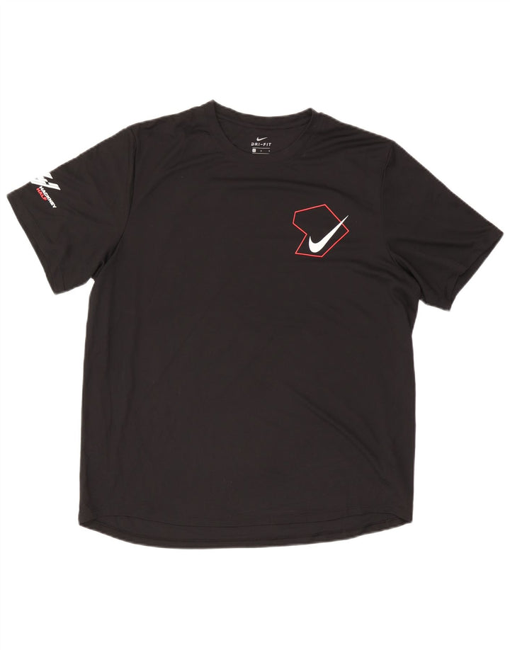 Męski T-shirt NIKE Dri Fit z grafiką, duży, czarny poliester