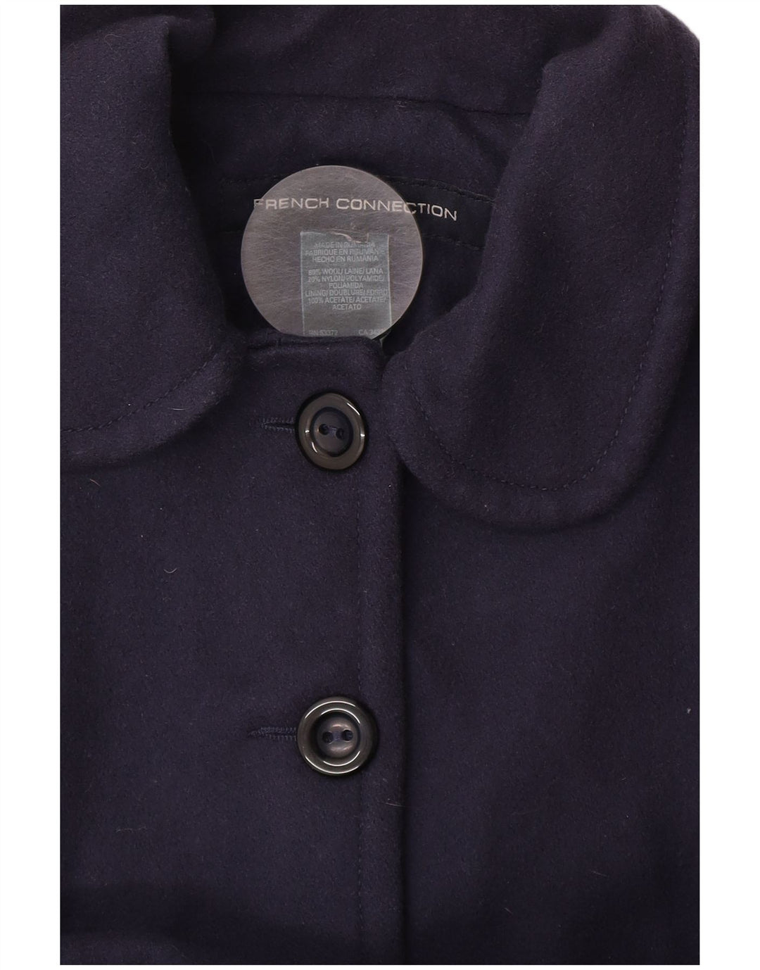 FRENCH CONNECTION Płaszcz damski Princess UK 10 Mały, granatowy, wełniany