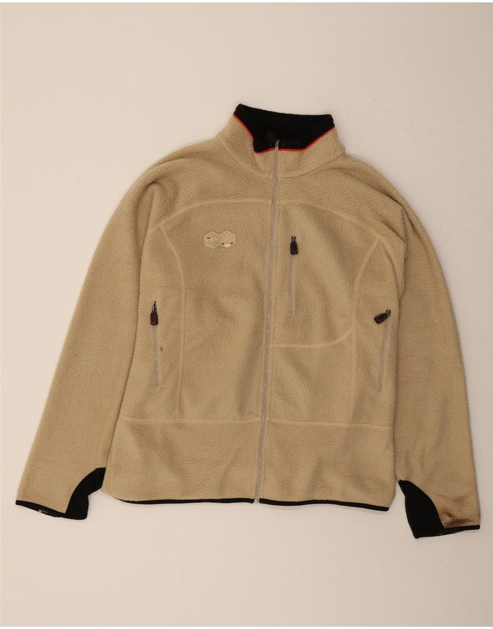 FILA Mens Fleece Jacket UK 42 XL Beige Colourblock Vintage Fila and Second-Hand Fila from Messina Hembry 
