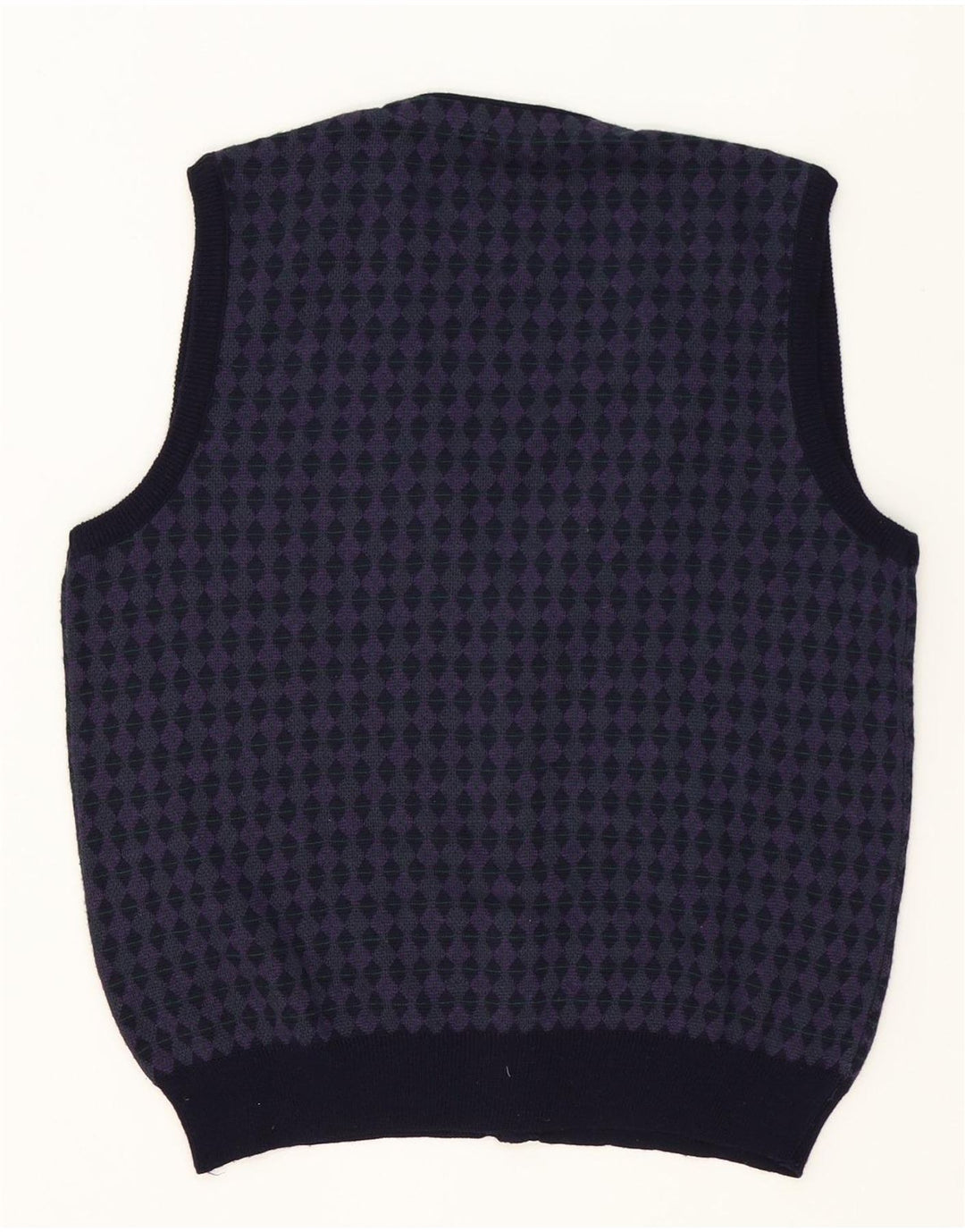 Vintage męski sweter bez rękawów, średnio fioletowy, geometryczny