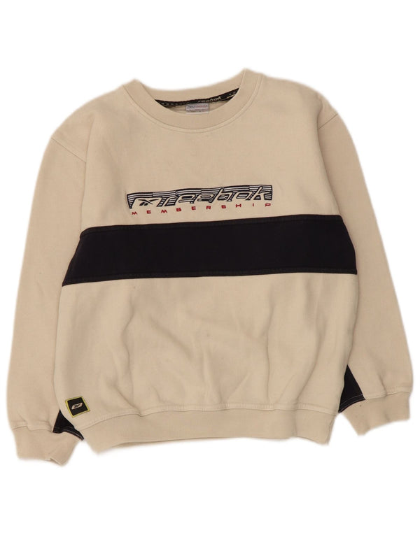 Chłopięca bluza Reebok z grafiką, 10-11 lat, średni beż, blok kolorów