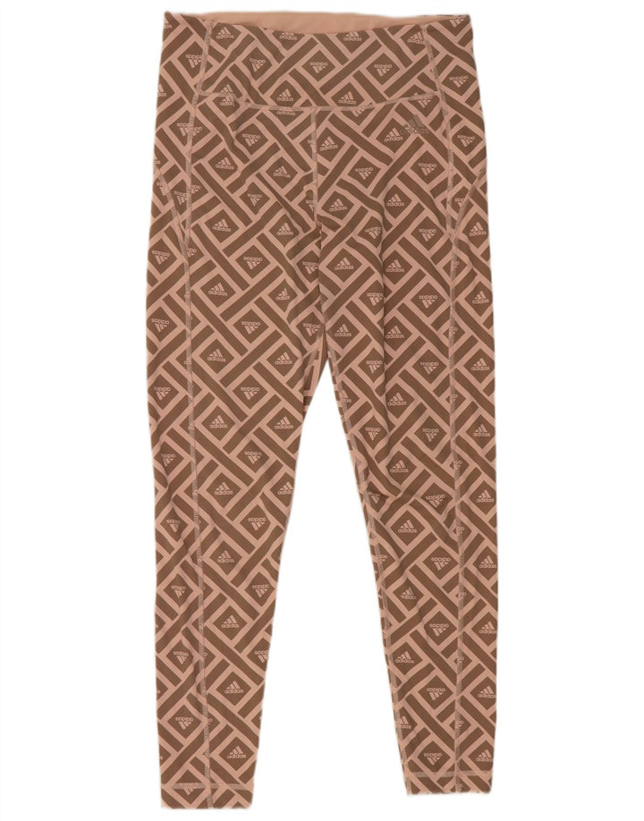 Damskie legginsy Adidas Graphic UK 16/18 Duży różowy geometryczny poliester