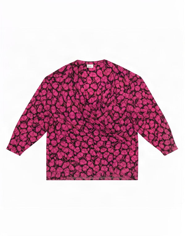 ELENA MIRO Womens Long Sleeve Blouse Top UK 18 XL Pink Floral Acetate
