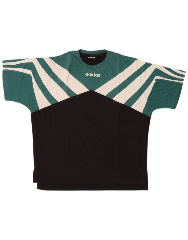 Męska koszulka graficzna Adidas Top UK 42/44 Duży zielony poliester z blokami kolorów