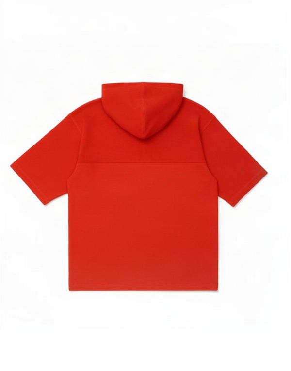 Męski T-shirt Puma z kapturem i zamkiem błyskawicznym, duży, czerwony, bawełniany