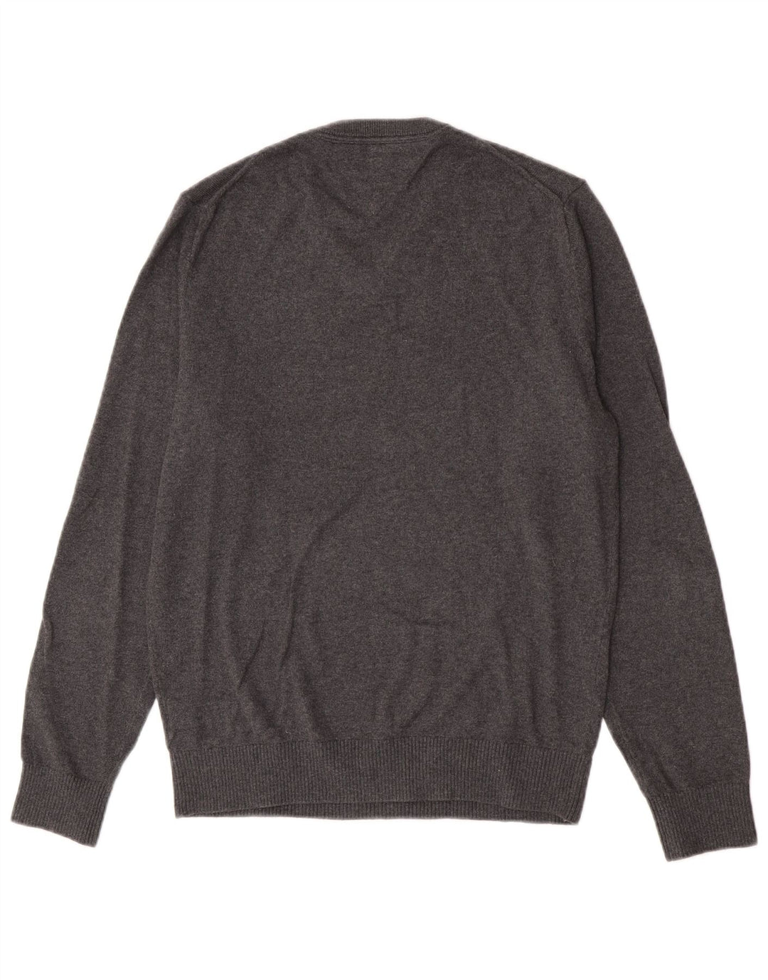 Męski sweter Tommy Hilfiger z dekoltem w kształcie litery V, mały, szary, bawełniany