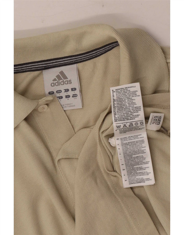Męska koszulka polo Adidas, mała, beżowa, bawełniana