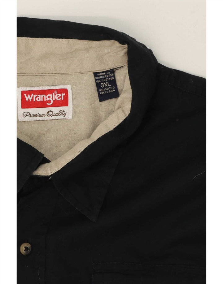 Koszula męska z krótkim rękawem Wrangler 3XL, czarna, bawełniana