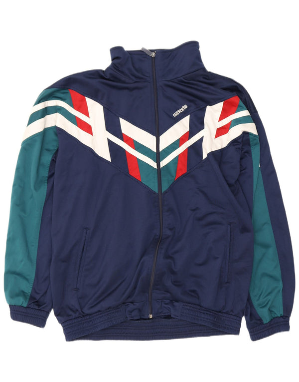 Kurtka męska dresowa w stylu vintage 2XL Granatowy poliester z blokami kolorów
