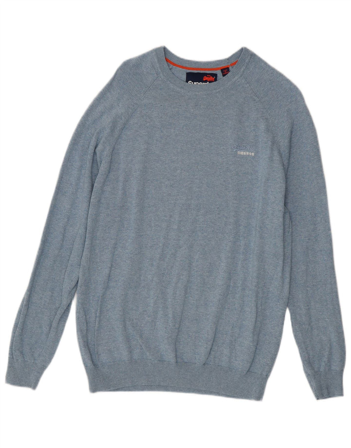 SUPERDRY Damski sweter z dekoltem w łódkę UK 18 XL, niebieski, bawełniany w plamki